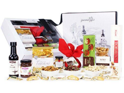 Image of the Premium Gourmet Christmas Hamper and all the products it contains